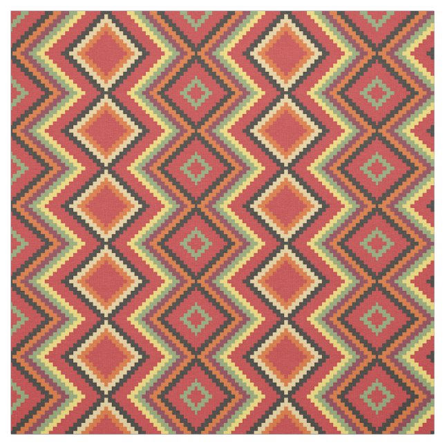 Red Black Yellow Native American Blanket Muster Stoff (Muster)