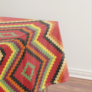 Red Black Yellow Native American Blanket Muster Tischdecke