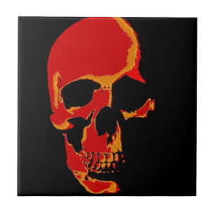 Red Black Yellow Pop Art Skull Keramik Tile Fliese