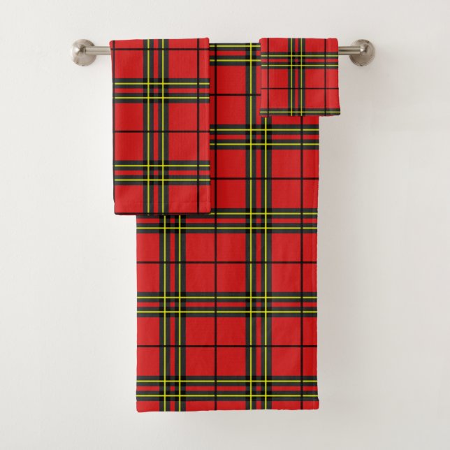 Red Black Yellow Tartan Badhandtuch Set (Insitu)