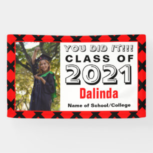Red & Black You Did It Graduation Banner