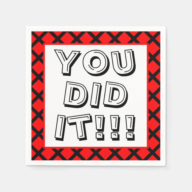 Red & Black You Did It Graduation Serviette (Vorderseite)