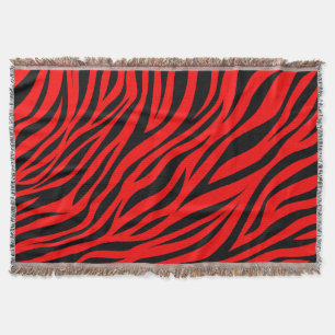 Red Black Zebra Stripes Print Decke