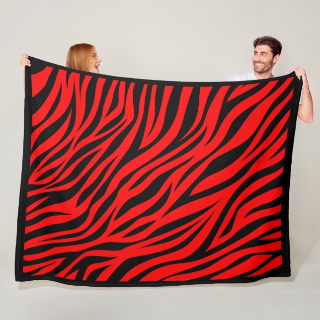 Red Black Zebra Stripes Print Fleece Blankon (Beispiel)