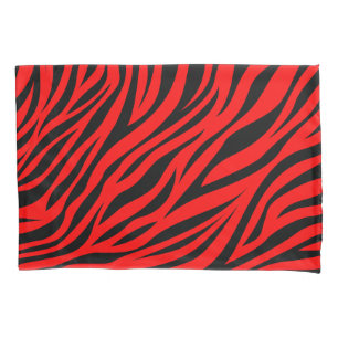 Red Black Zebra Stripes Print Kissenbezug