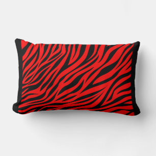 Red Black Zebra Stripes Print Lendenkissen