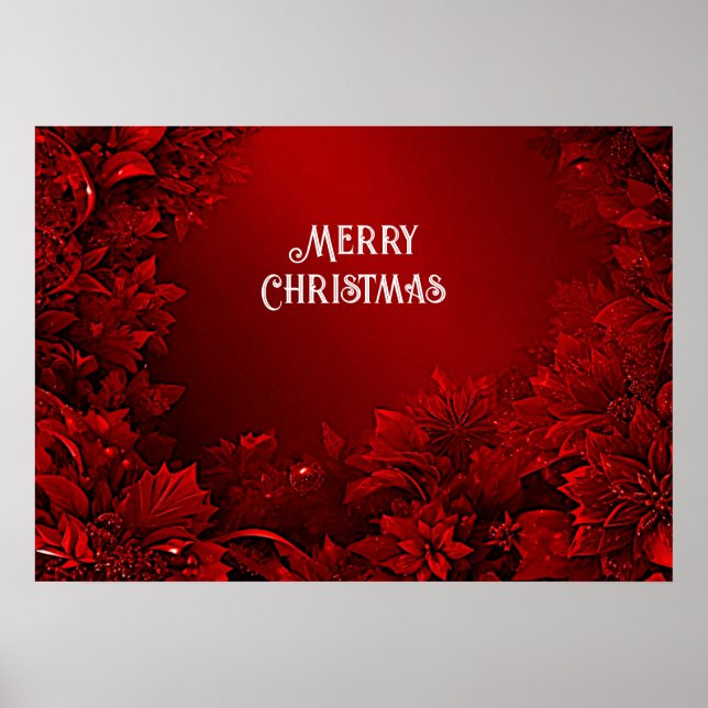 Red Blätter Floral Holiday Poster (Vorne)