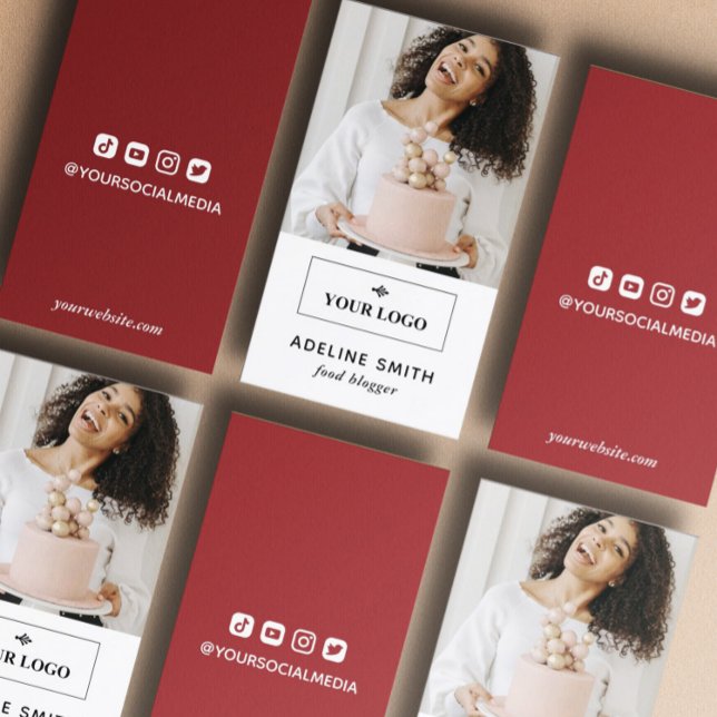 Red Blogger Influencer Social Media Foto & Logo Visitenkarte (Von Creator hochgeladen)