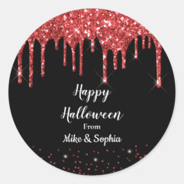 Red Blood Glitzer Dripping Vampire Halloween Runder Aufkleber