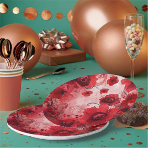 Red Bloom Symphony Pappteller