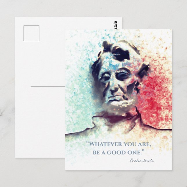 Red Blue Abraham Lincoln Watercolor Portrait Postkarte (Vorne/Hinten)