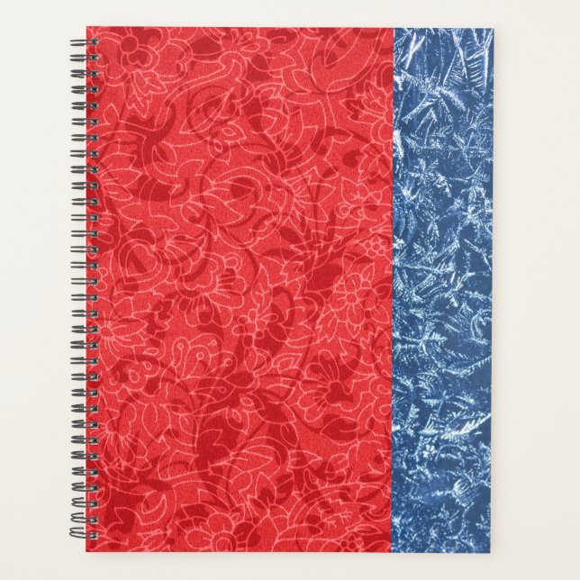 Red Blue Abstrakt Floral Muster Planer (Vorderseite)