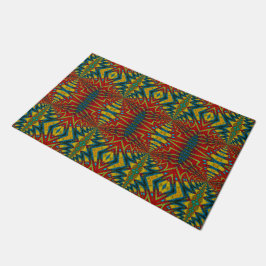 Red Blue Abstrakt Print Hippie Boho Einziges Triba Fußmatte