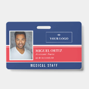 Red Blue Add Your Logo Employee ID Ausweis