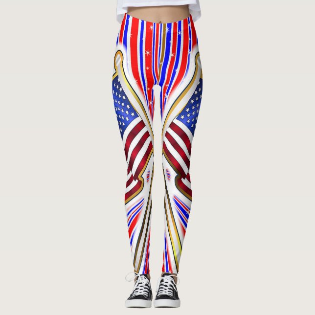 Red Blue American Flag Leggings (Vorderseite)