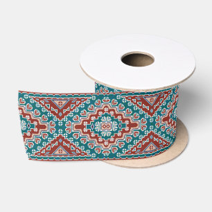 Red Blue Aquamarin Native Amerikanischen Ureinwohn Satinband