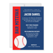 Red Blue Baseball Bar Mitzvah