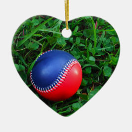 Red & Blue Baseball mit weißem Stitching Keramik Ornament