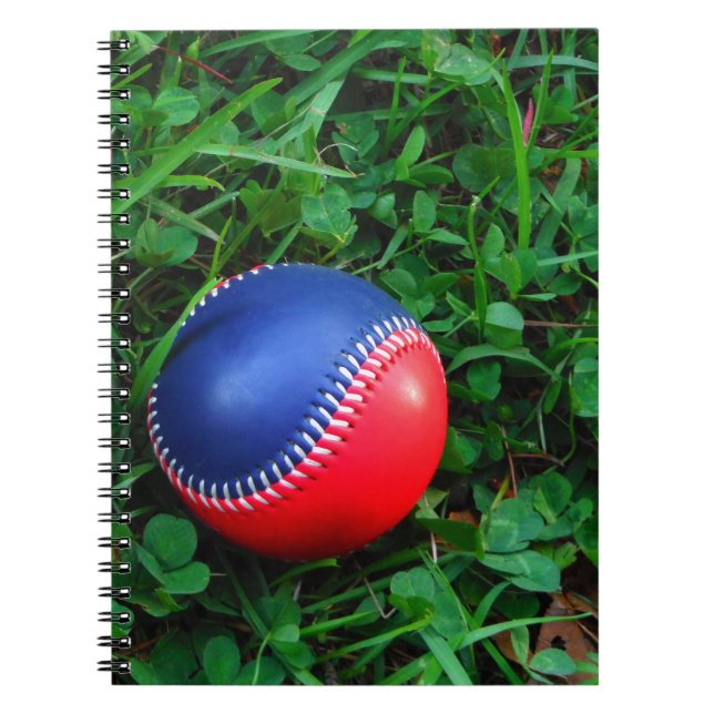 Red & Blue Baseball mit weißem Stitching Notizblock (Vorderseite)