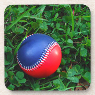 Red & Blue Baseball mit weißem Stitching Untersetzer