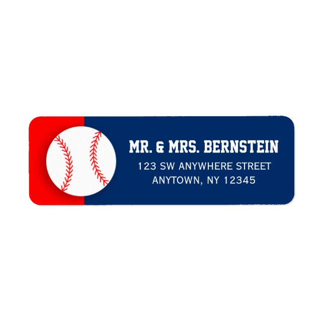 Red Blue Baseball-Rücksendeadresse (Vorne)