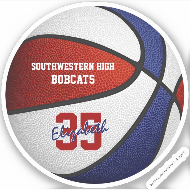 Red Blue Basketball Girls Teamkollegen Aufkleber (Vorderseite)