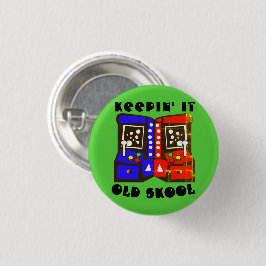Red Blue Behielt es Old School Arcade Gamer Button