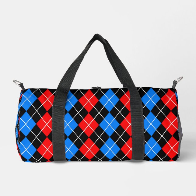 Red Blue Black Raute Diamond Patterndesign Duffle Bag (Vorderseite)