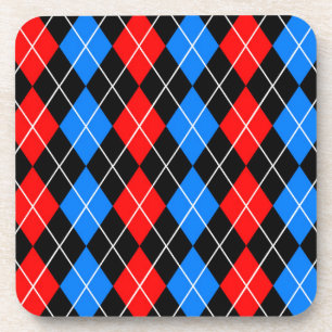Red Blue Black Raute Diamond Patterndesign Getränkeuntersetzer