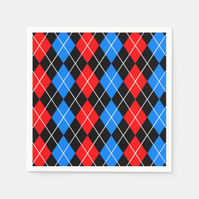 Red Blue Black Raute Diamond Patterndesign Serviette (Vorderseite)
