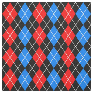 Red Blue Black Raute Diamond Patterndesign Stoff