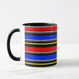 Red Blue Black Stripes Design Tasse