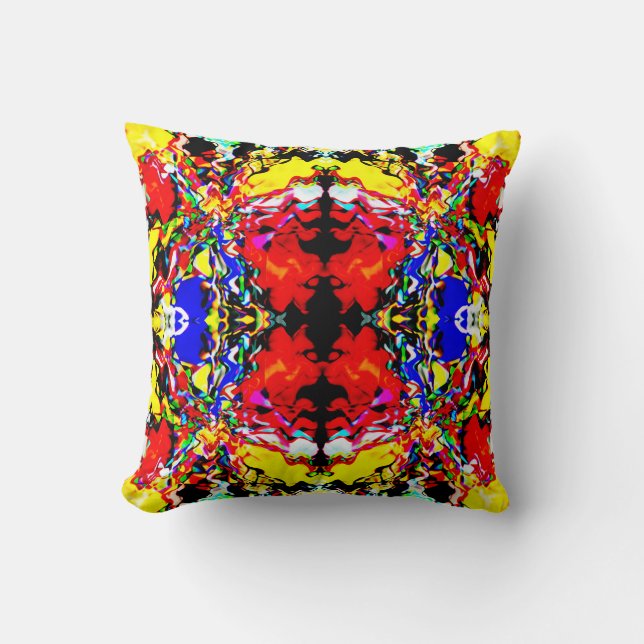 Red Blue Black Yellow Hypnosis Blume Pattern Kissen (Vorderseite)