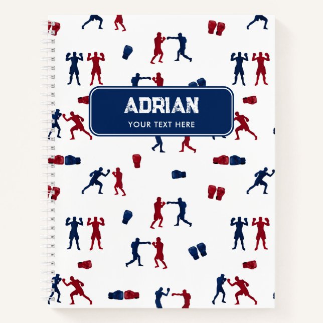 Red & Blue Boxing Gloves Boxer-Muster Notizbuch (Vorderseite)