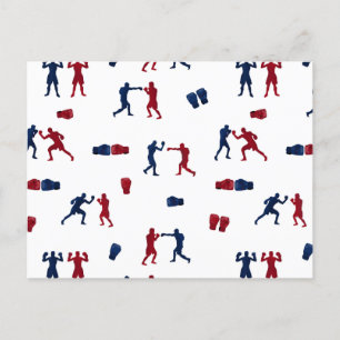 Red & Blue Boxing Gloves Boxer-Muster Postkarte