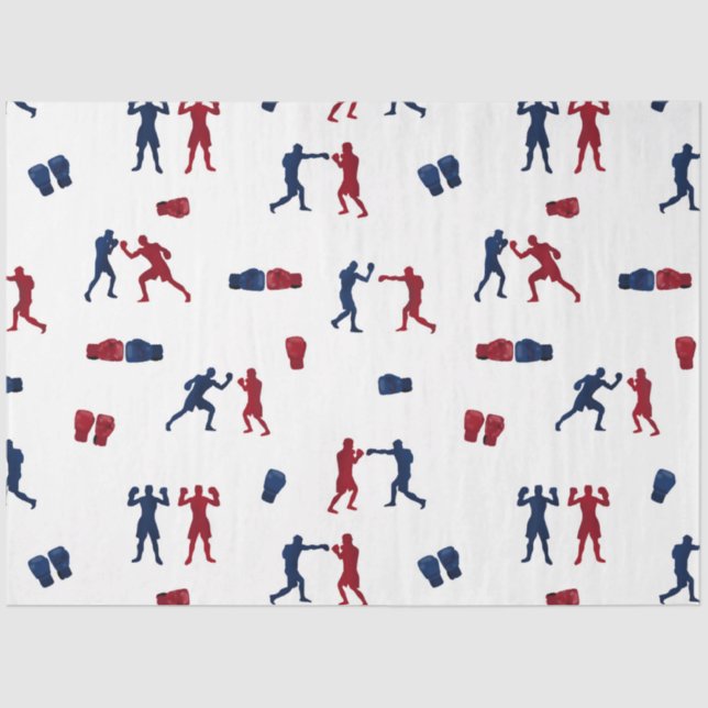 Red & Blue Boxing Gloves Boxer-Muster Seidenpapier (Vorderseite)