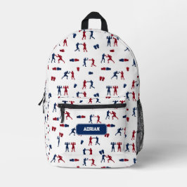 Red & Blue Boxing Gloves Boxer Pattern School Bedruckter Rucksack