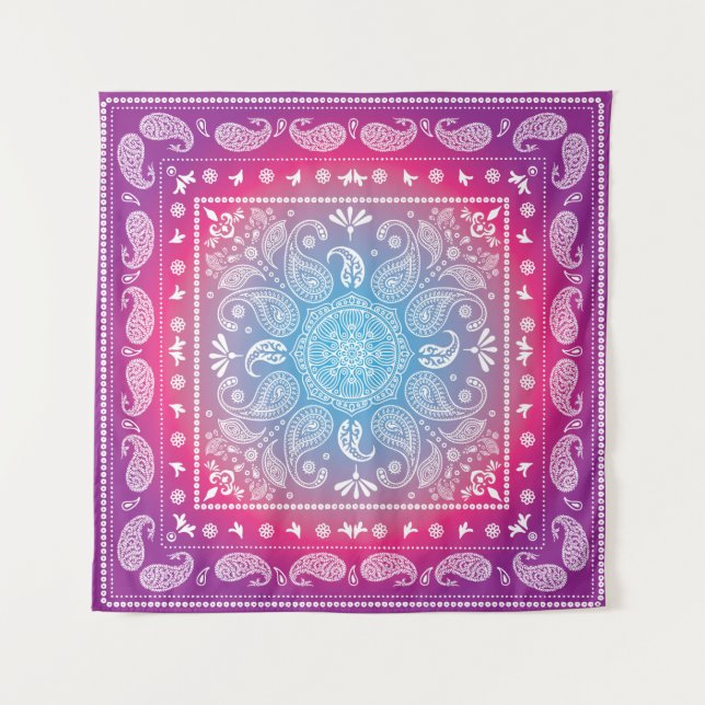 Red Blue Burst Tapestry Square (57" x %7") Wandteppich (Vorderseite)