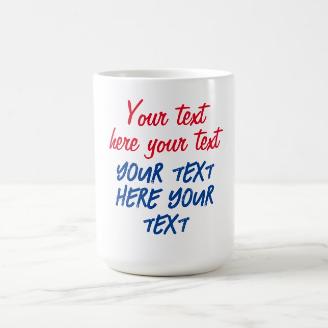 Red Blue Calligraphy Ihr Text hier ersetzen Slogan Kaffeetasse (Mittel)