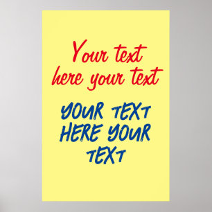 Red Blue Calligraphy Ihr Text hier ersetzen Slogan Poster