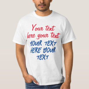 Red Blue Calligraphy Ihr Text hier ersetzen Slogan T-Shirt