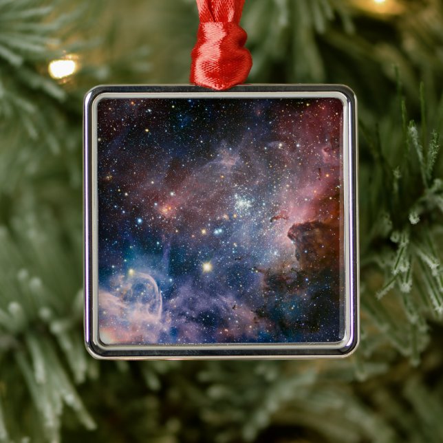 Red & Blue Carina Nebula Hubble Telescope Ornament Aus Metall (Baum)