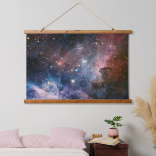 Red & Blue Carina Nebula Hubble Telescope Wandteppich Mit Holzrahmen