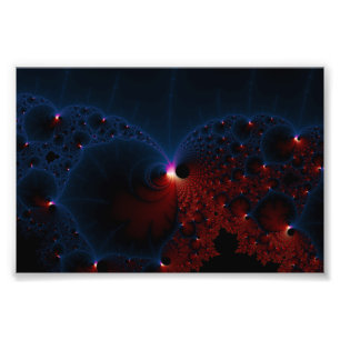 Red Blue Cells Fraktal Art Fotodruck