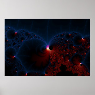 Red Blue Cells Fraktal Art Poster