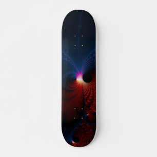 Red Blue Cells Fraktal Art Skateboard