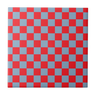 Red Blue Checkered Gingham Pattern Fliese
