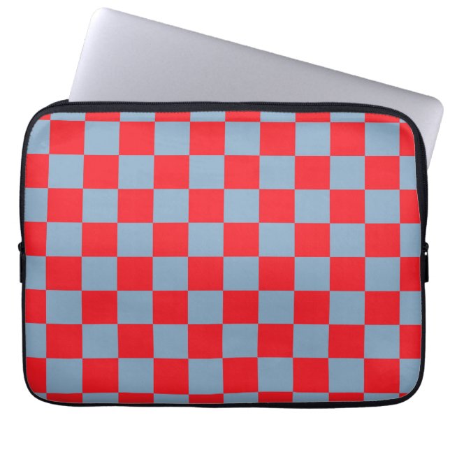 Red Blue Checkered Gingham Pattern Laptopschutzhülle (Vorderseite)