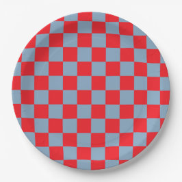 Red Blue Checkered Gingham Pattern Pappteller