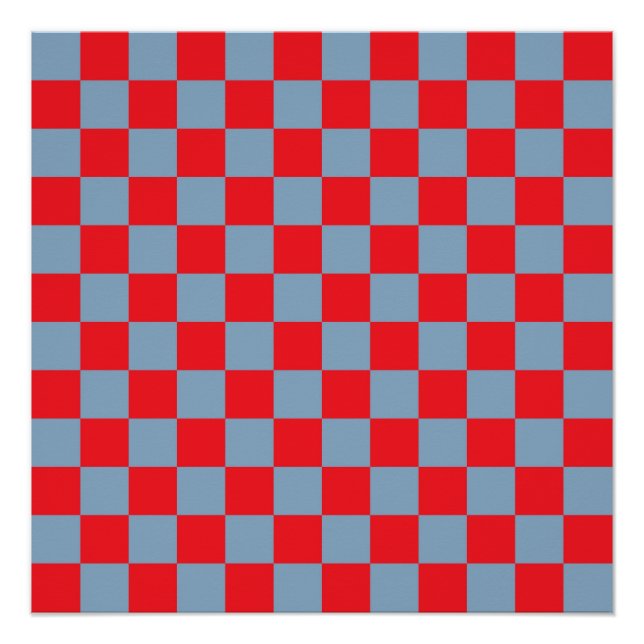 Red Blue Checkered Gingham Pattern Poster (Vorderseite)